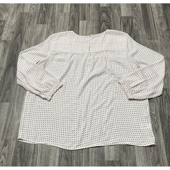 LOFT Round Neck Keyhole Back Pink Floral Pullover Blouse Top Womens Size Medium - Picture 8 of 9